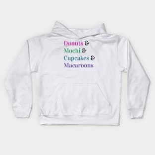 Sweet Treats - Donuts, Mochi, Cupcakes, Macaroons Kids Hoodie